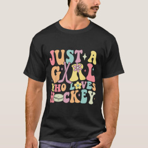 Nur ein Mädchen, das Hockey liebt, groovy Hockey-M T-Shirt