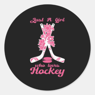 Nur ein Mädchen, das Hockey Stick Puck Sport Lieb Runder Aufkleber