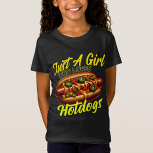 Nur ein Mädchen, das Hotdogs Liebe T-Shirt