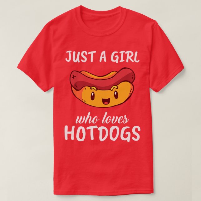Nur ein Mädchen, das Hotdogs Lieben T-Shirt (Design vorne)