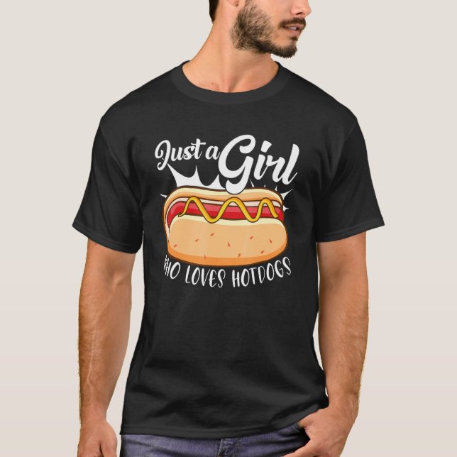 Nur ein Mädchen, das Hotdogs Lieben T-Shirt (Vorderseite)