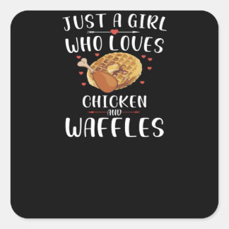 Nur ein Mädchen, das Hühnchen und Waffeln Liebe Quadratischer Aufkleber
