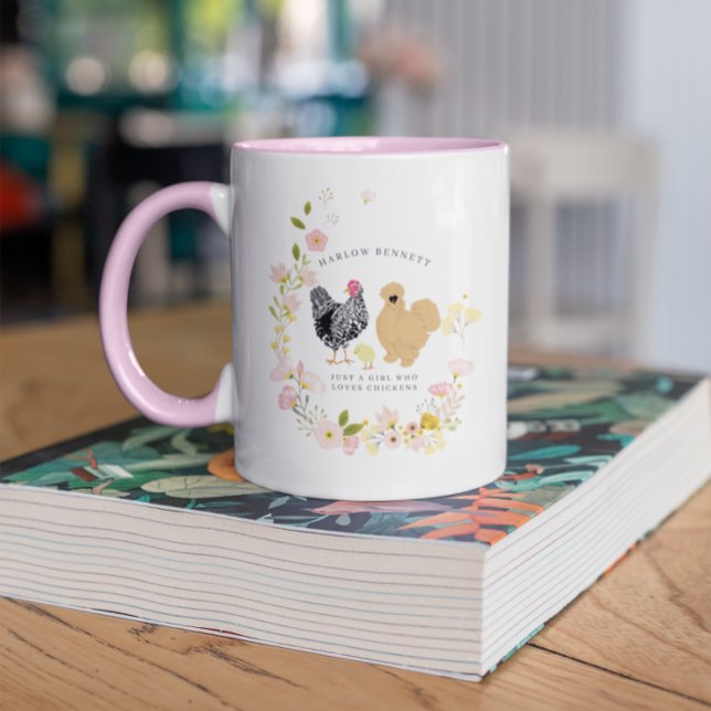 Nur ein Mädchen, das Hühner Liebe | Monogramm Tasse (Von Creator hochgeladen)