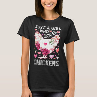 Nur ein Mädchen, das Hühner liebt Hühner-Silhouett T-Shirt