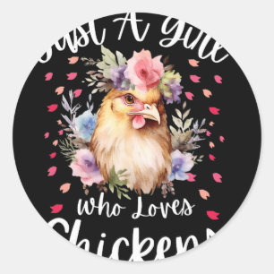 Nur ein Mädchen, das Hühner-Shirt Süßes Huhn liebt Runder Aufkleber