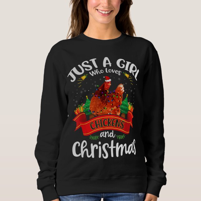 Nur ein Mädchen, das Hühner und Weihnachten Liebe Sweatshirt (Vorderseite)