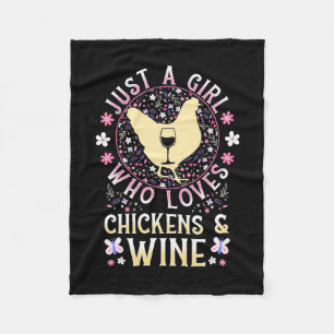 Nur ein Mädchen, das Hühner und Wein Liebe Fleecedecke
