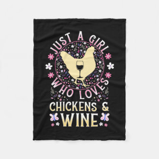 Nur ein Mädchen, das Hühner und Wein Liebe Fleecedecke