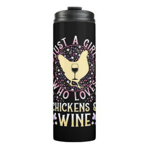 Nur ein Mädchen, das Hühner und Wein Liebe Thermosbecher