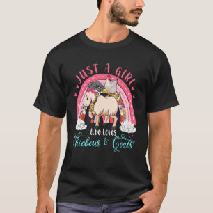 Nur ein Mädchen, das Hühner und Ziegen Regenbogen T-Shirt
