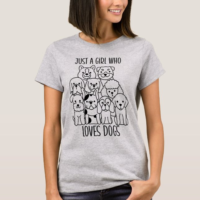 Nur ein Mädchen, das Hunde Liebe T-Shirt (Vorderseite)
