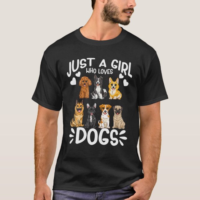 Nur ein Mädchen, das Hunde Lieben Niedliche lustig T-Shirt (Vorderseite)