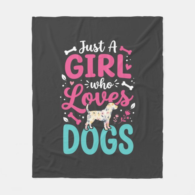 Nur ein Mädchen das Hunde liebt Fleecedecke (Vorderseite)
