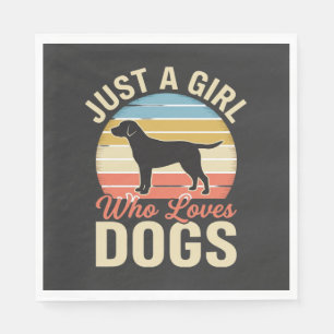 Nur ein Mädchen, das Hunde liebt, Vintage-Hundelie Serviette