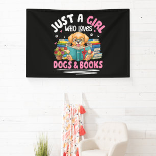 Nur ein Mädchen, das Hunde und Bücher liebt, liest Banner