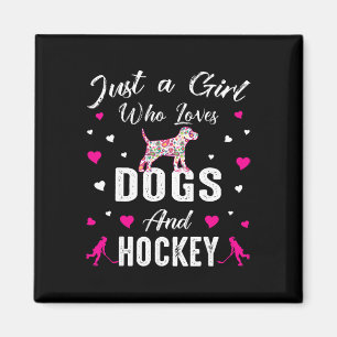 Nur ein Mädchen, das Hunde und Eishockey-Geschenke Magnet