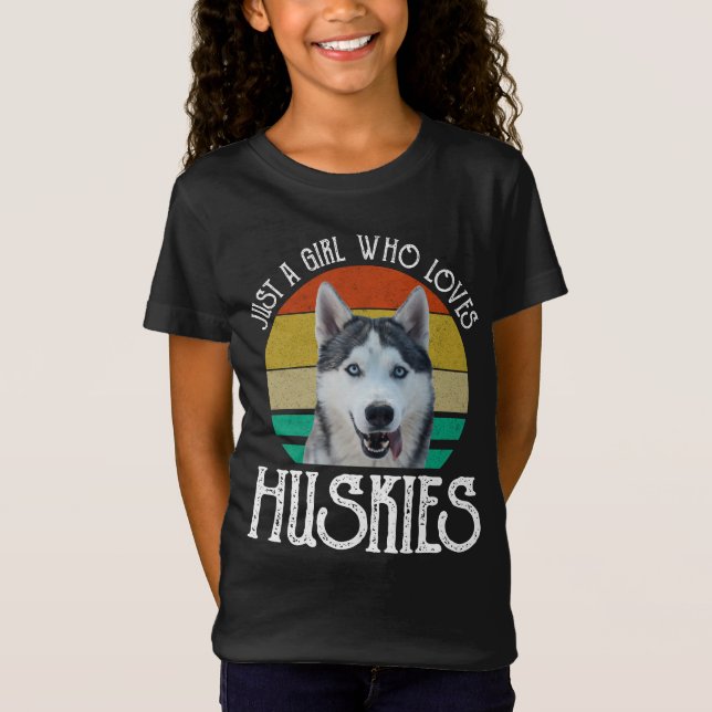 Nur ein Mädchen, das Huskies Liebe T-Shirt (Vorderseite)