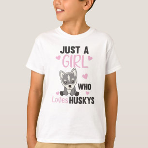 Nur ein Mädchen, das Huskys Kawaii-Hund Husky Lie T-Shirt