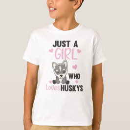 Nur ein Mädchen, das Huskys Kawaii-Hund Husky Lieb T-Shirt