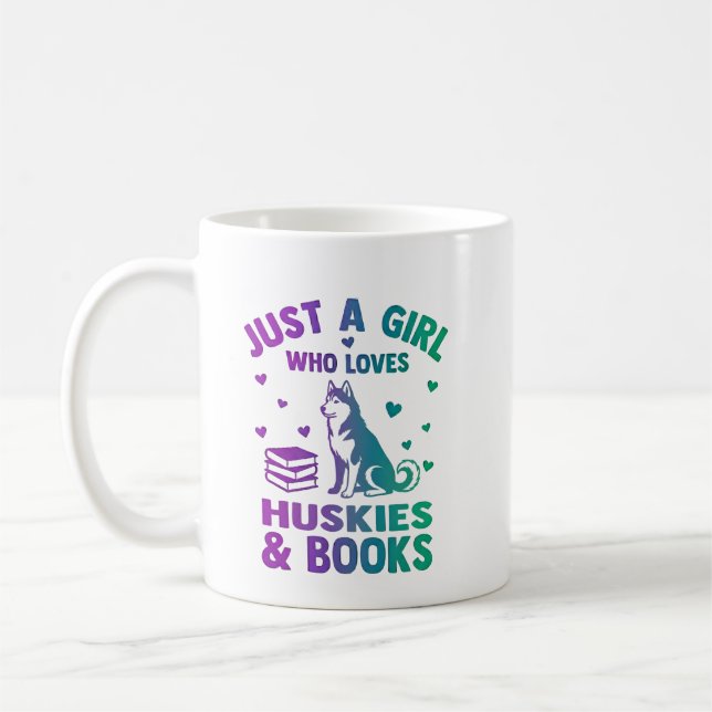 Nur ein Mädchen, das Huskys und Bücher liebt Kaffeetasse (Links)