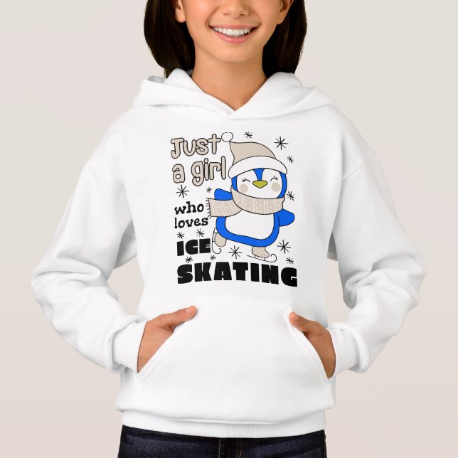 Nur ein Mädchen, das Ice Skaten Blue Lieben Hoodie (Vorderseite)