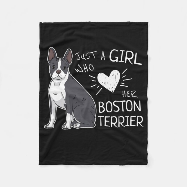 Nur ein Mädchen, das ihre Boston Terrier Premium L Fleecedecke (Vorderseite)