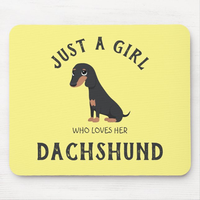 Nur ein Mädchen, das ihre Dackel Liebe Mouse Pad Mousepad (Vorne)