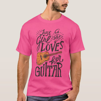 Nur ein Mädchen, das ihre Gitarre liebt Akustische T-Shirt