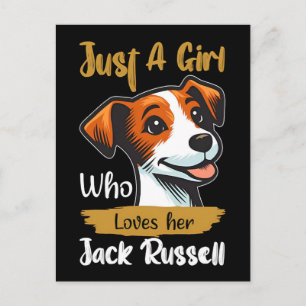 Nur ein Mädchen, das ihre Jack Russell-Typografie Feiertagspostkarte
