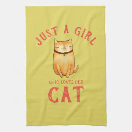 Nur ein Mädchen, das ihre Katze Liebe Geschirrtuch