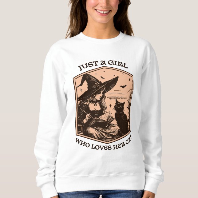 Nur ein Mädchen, das ihre Katze Liebe Sweatshirt (Vorderseite)