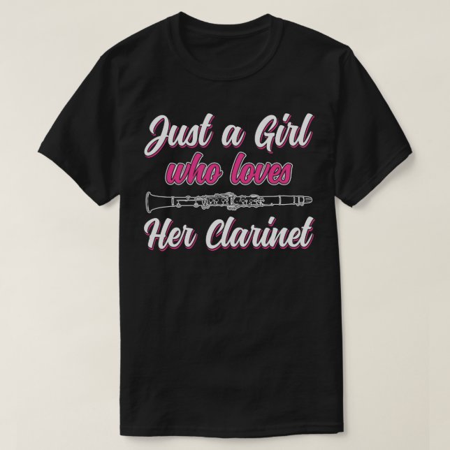 Nur ein Mädchen, das ihre Klarinette Lieben Funny  T-Shirt (Design vorne)