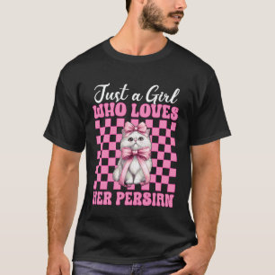 Nur ein Mädchen, das ihre persische Katze Pink Coq T-Shirt