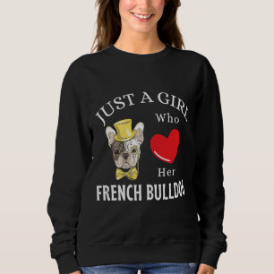 Nur ein Mädchen, das ihren französischen Bulldogge Sweatshirt