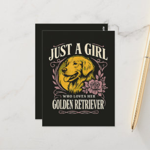 Nur ein Mädchen, das ihren Golden Retriever liebt Postkarte