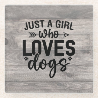Nur ein Mädchen, das ihren Hund-Untersetzer Liebe Glasuntersetzer
