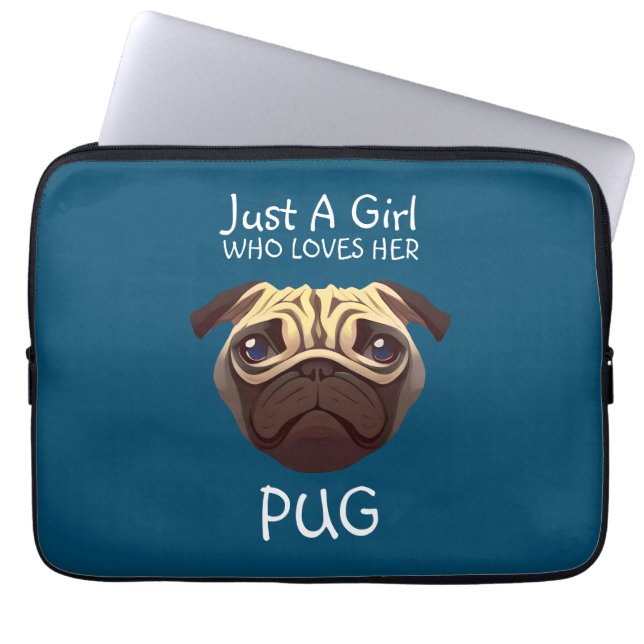 Nur ein Mädchen, das ihren Mops Liebe Laptopschutzhülle (Vorderseite)
