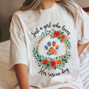 Nur ein Mädchen, das ihren Rettungshund Wasserfarb Tri-Blend Shirt