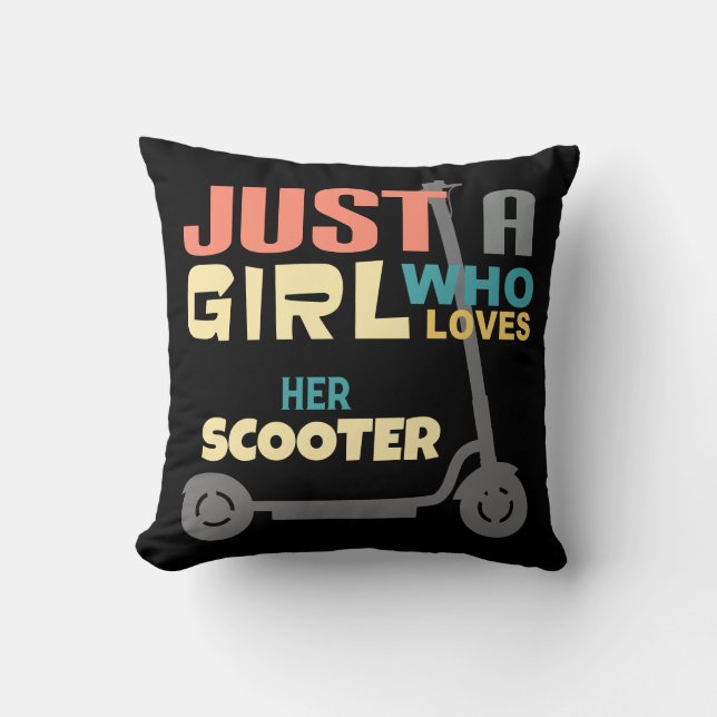 Nur ein Mädchen, das ihren Roller Liebe Kissen (Vorderseite)