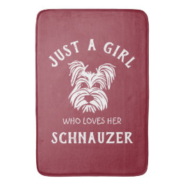 Nur ein Mädchen, das ihren Schnauzer Liebe Badematte
