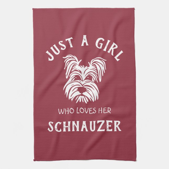 Nur ein Mädchen, das ihren Schnauzer Liebe Geschirrtuch (Vertikal)