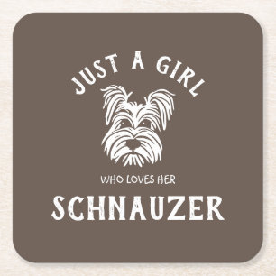 Nur ein Mädchen, das ihren Schnauzer Liebe Rechteckiger Pappuntersetzer
