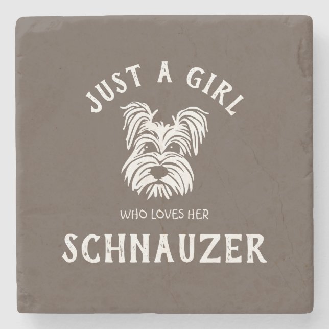 Nur ein Mädchen, das ihren Schnauzer Liebe Steinuntersetzer (Vorderseite)