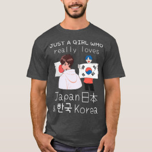 Nur ein Mädchen, das Japan und Korea wirklich Lieb T-Shirt