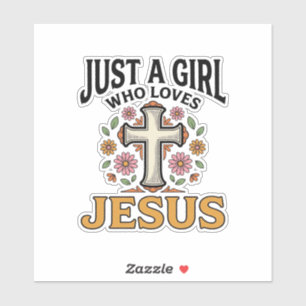 Nur ein Mädchen, das Jesus liebt, Floral Cross Shi Aufkleber