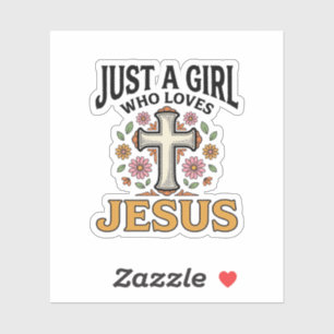 Nur ein Mädchen, das Jesus liebt, florales Kreuz-S Aufkleber