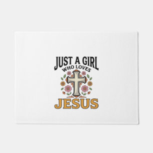 Nur ein Mädchen, das Jesus liebt, florales Kreuz-S Fußmatte