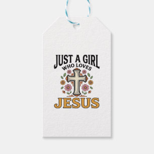 Nur ein Mädchen, das Jesus liebt, florales Kreuz-S Geschenkanhänger