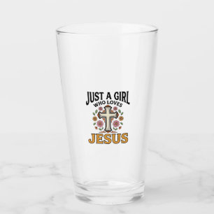 Nur ein Mädchen, das Jesus liebt, florales Kreuz-S Glas