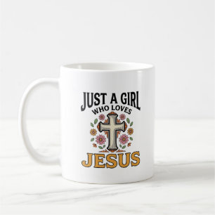 Nur ein Mädchen, das Jesus liebt, florales Kreuz-S Kaffeetasse
